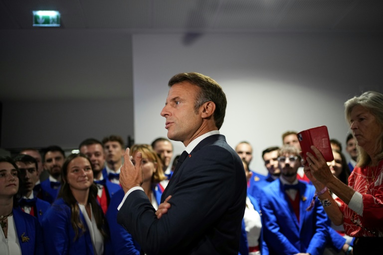 Le président Emmanuel Macron lors de la cérémonie d'ouverture des Worldskills 2024, le 10 septembre 2024 à Lyon