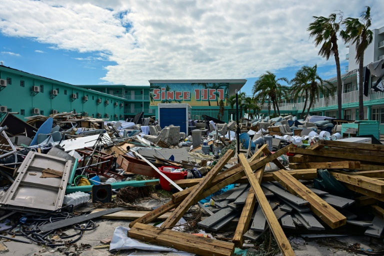 Après le passage de l'ouragan Milton, le 11 octobre 2024 à Treasure Island, en Floride