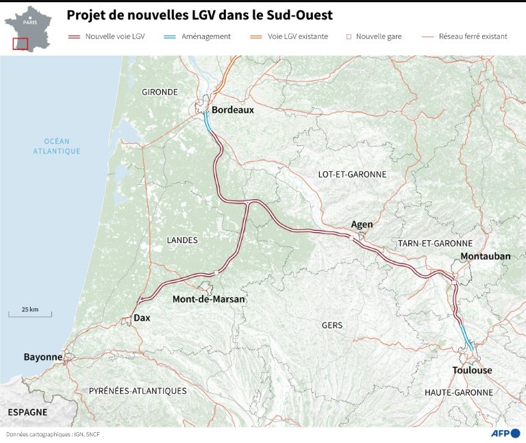 Projet de nouvelles lignes à grande vitesse dans le Sud-Ouest