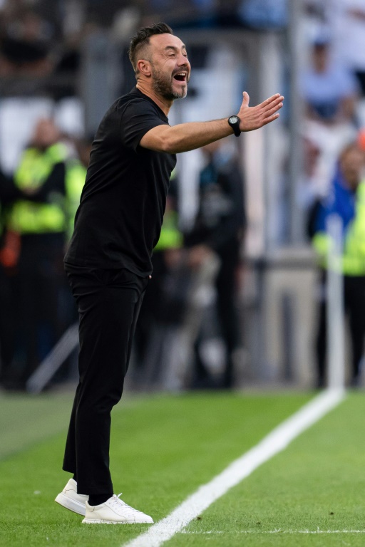 Le coach de l'OM Roberto De Zerbi contre Nice au stade Vélodrome à Marseille, le 14 septembre 2024