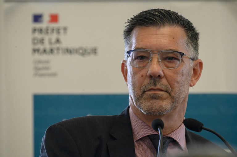 Le préfet de Martinique Jean-Christophe Bouvier lors d'une conférence de presse à Fort-de-France, le 24 septembre 2024