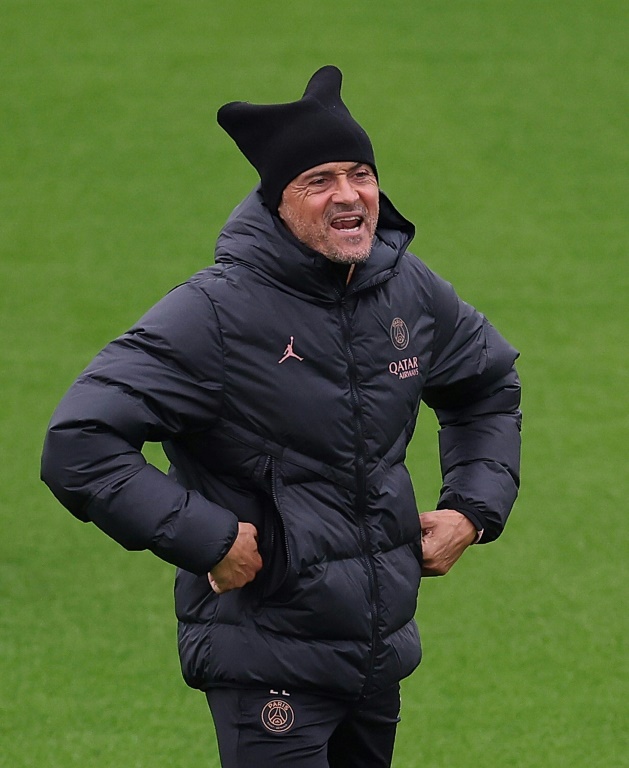 L'entraîneur du Paris Saint-Germain Luis Enrique lors d'un entraînement avant le match de Ligue des champions contre le PSV Eindhoven, le 21 octobre au Campus PSG à Poissy.