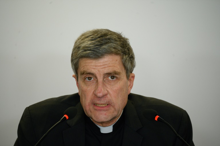 le président de la Conférence des évêques de France (CEF), Eric de Moulins-Beaufort, le 22 mars 2024 à Lourdes