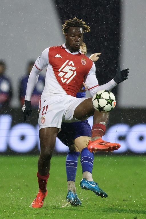 Le Monégasque Mohammed Salisu contre le Dinamo, le 2 octobre 2024 à Zagreb