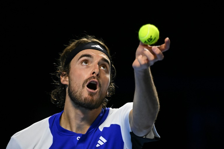 Le Grec Stefanos Tsitsipas en quarts de finale du tournoi de Bâle le 25 octobre 2024 à Bâle