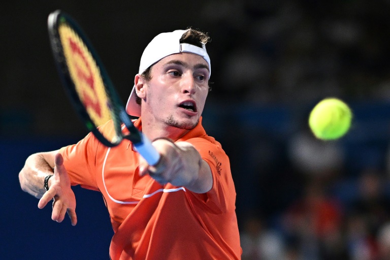 Le Français Ugo Humbert pendant la finale du tournoi de Tokyo le 1er octobre 2024 à Tokyo