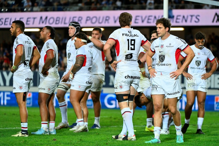 Le dépit des Toulousains après leur défaite face à Castres (28-23) en Top 14 de rugby, le 5 octobre 2024 à Castres