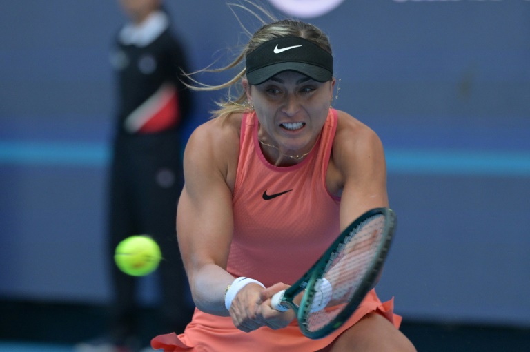 La joueuse de tennis espagnole Paula Badosa, victorieuse de sa confrontation face à Zhang Shuai en quart de finale du tournoi WTA 1000 de Pékin, le 3 octobre 2024