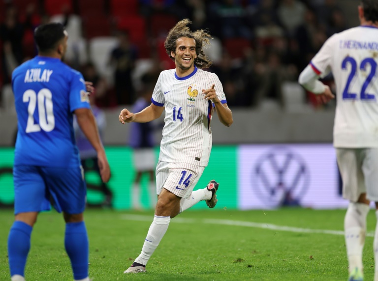 Le milieu français Matteo Guendouzi (c) buteur contre Israël, le 10 octobre 2024 à Budapest