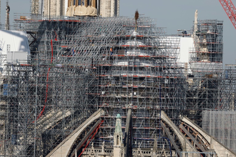 Les travaux de reconstruction de Notre-Dame de Paris le 14 mars 2024