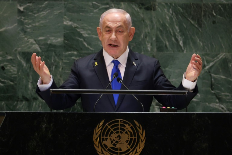 Le Premier ministre israélien Benjamin Netanyahu lors de l'Assemblée générale des Nations unies à New York, le 27 septembre 2024