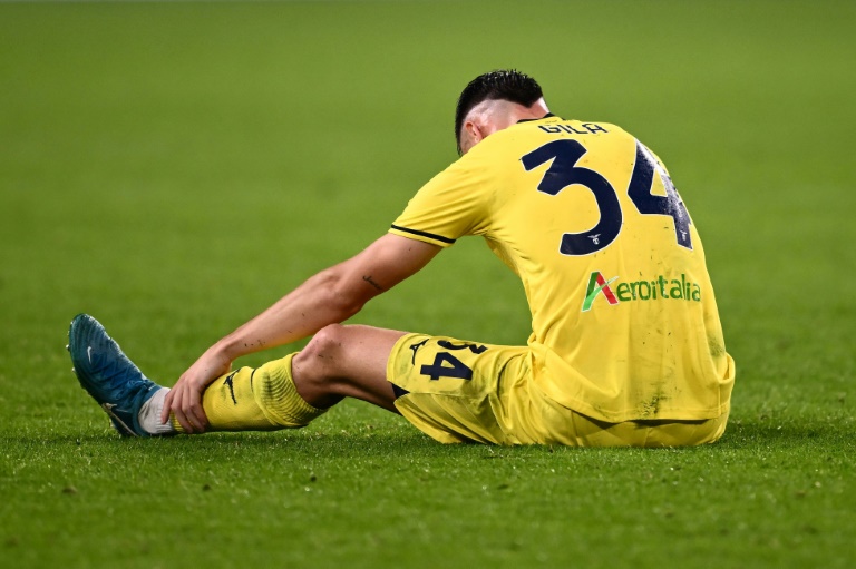 Le défenseur de la Lazio Mario Gila après la défaite contre la Juventus Turin (1-0) lors de la 8e journée du Championnat d'Italie le 19 octobre 2024 à Turin