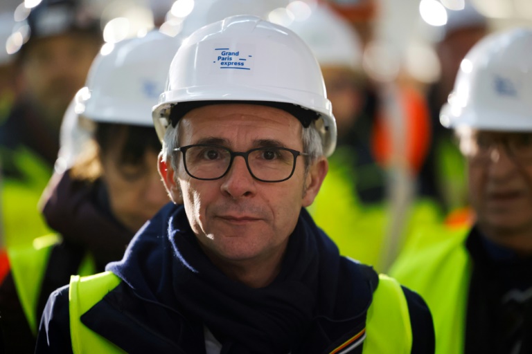 Le président du conseil départemental de Seine-Saint-Denis Stéphane Troussel sur le chantier du Grand Paris Express à Champigny-sur-Marne (Val-de-Marne), le 28 novembre 2023