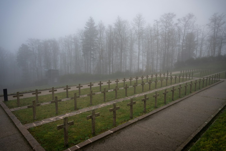 La nécropole nationale, dans l'ancien camp de concentration Natzweiler aussi appelé Struthof, à Natzwiller dans le Bas-Rhin, le 12 novembre 2024