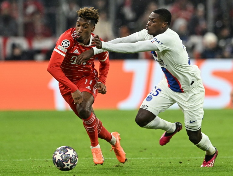 Retrouvailles attendues entre l'attaquant du Bayern Kingsley Coman et le Parisien Nuno Mendes au duel, opposés déjà ici à Munich, le 8 mars 2023