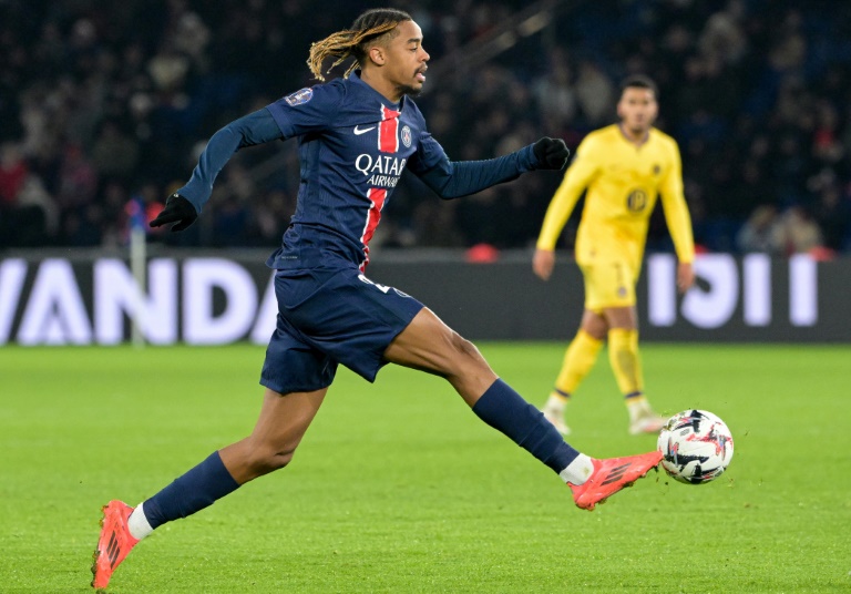 L'ailier français du Paris Saint-Germain Bradley Barcola lors du match de L1 contre Toulouse, à Paris, le 22 novembre 2024