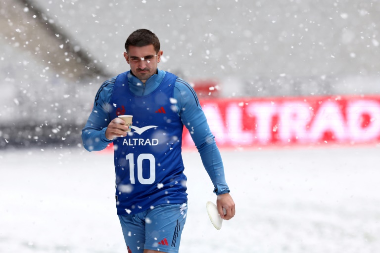 L'ouvreur du XV de France Thomas Ramos à l'entraînement à la veille du match contre l'Argentine, le 21 novembre 2024 au Stade de France