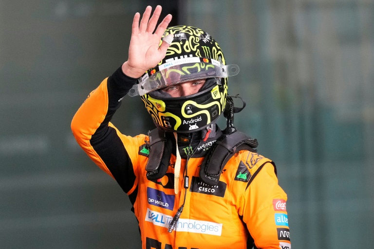 Le pilote McLaren Lando Norris après avoir décroché la pole position pour la course sprint du Grand Prix du Qatar, à Doha, le 29 novembre 2024