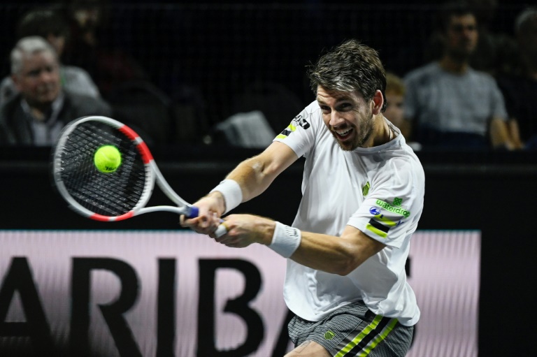 Le Britannique Cameron Norrie lors de la finale du tournoi ATP 250 de Metz face au Français Benjamin Bonzi, à Metz, le 9 novembre 2024