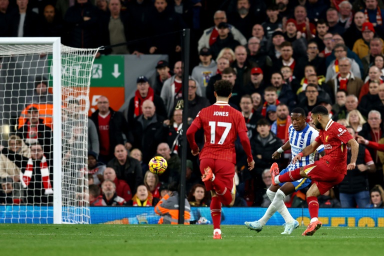 Mohamed Salah marque pour Liverpool contre Brighton, le 2 novembre 2024 à Anfield