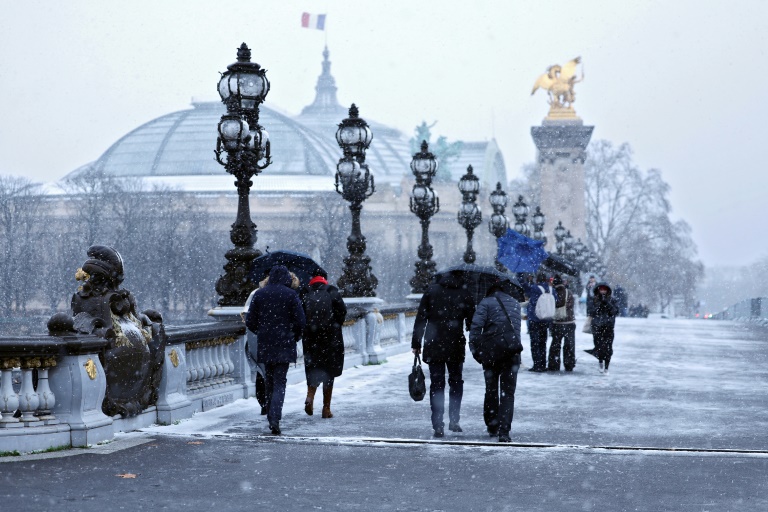 Le pontAlexandre III sous la neige à Paris, le 21 novembre 2024