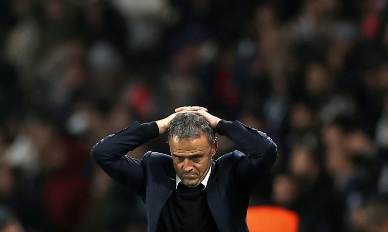 L'entraîneur du Paris Saint-Germain Luis Enrique lors du match de Ligue des champions contre l'Atlético Madrid, au Parc des Princes de Paris le 6 novembre 2024.