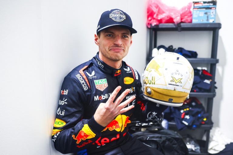 Le pilote Red Bull Max Verstappen fraichement sacré champion du monde à  Las Vegas, le 23 novembre 2024