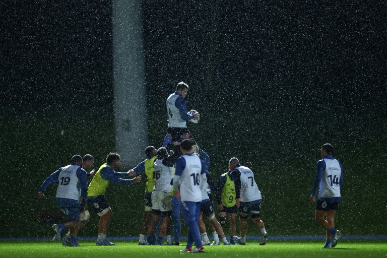 Le XV de France à l'entraînement avant d'affronter l'Argentine, le 19 novemble 2024 à Marcoussis