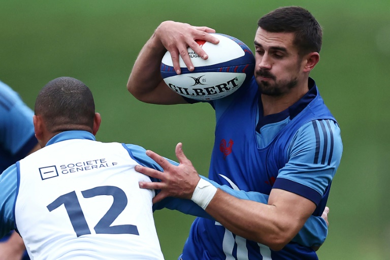 Thomas Ramos à l'entraînement avec le XV de France, le 5 novembre 2024 à Marcoussis