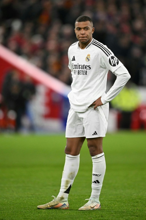 L'international français Kilyan Mbappé lors de la défaite du Real Madrid (2-0) face à Liverpool à Anfield le 27 novembre 2024