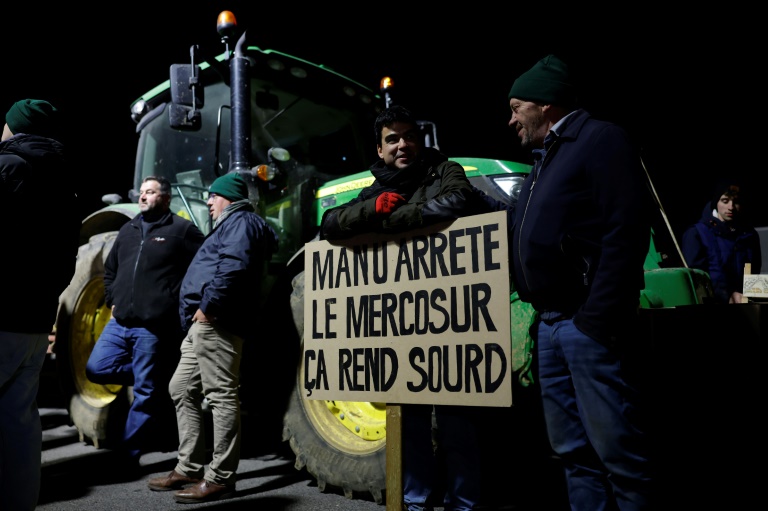 Des agriculteurs manifestent sur la nationale N118 près de Vélizy-Villacoublay (Yvelines) le 17 novembre 2024