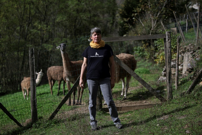 Laurence Marandola, éleveuse de lamas et porte-parole du syndicat agricole Confédération Paysanne, dans sa ferme d'Auzat, le 31 octobre 2024 en Ariège