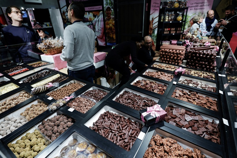 Un stand au Salon du chocolat, le 29 octobre 2024 à Paris