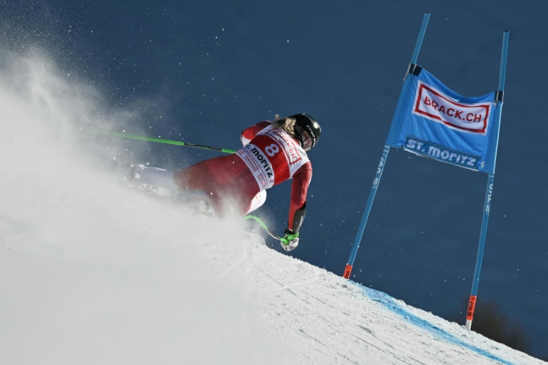 Cornelia Hütter lors du Super-G race de Saint-Moritz le 21 décembre 2024