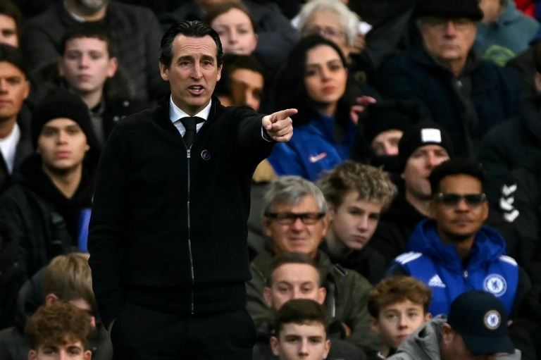 Unai Emery lors de la défaite d'Aston Villa contre Chelsea (3-0) en Premier League le 1er décembre 2024