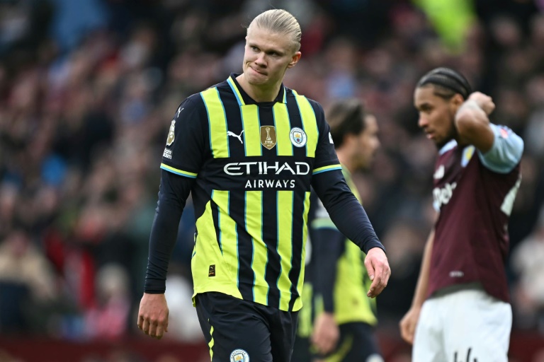 L'attaquant norvégien de Manchester City Erling Haaland pendant le match de Premier League contre Aston Villa, à Birmingham, le 21 décembre 2024