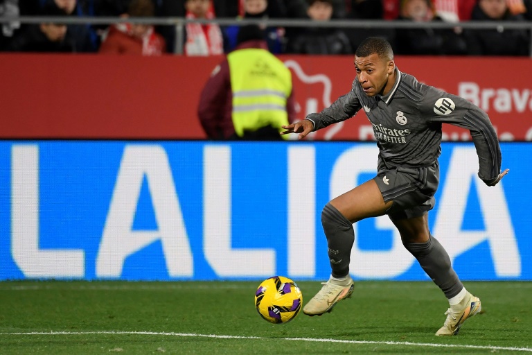 L'attaquant du Real Madrid Kylian Mbappé lors d'un match à Gérone, le 7 décembre 2024