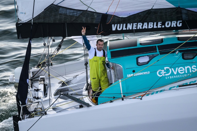 Le navigateur britannique Sam Goodchild (Vulnerable), lors du départ du Vendée Globe, aux Sables-d'Olonne, le 10 novembre 2024