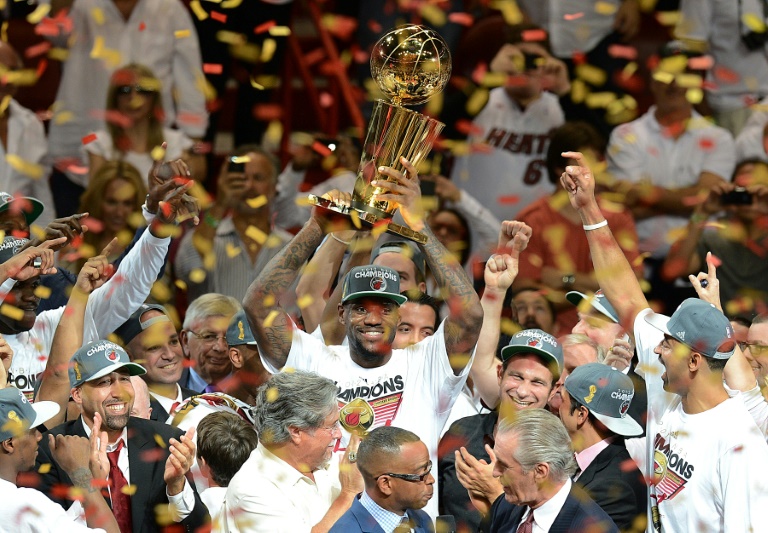 LeBron James après son premier titre de champion NBA avec Miami, le 21 juin 2012