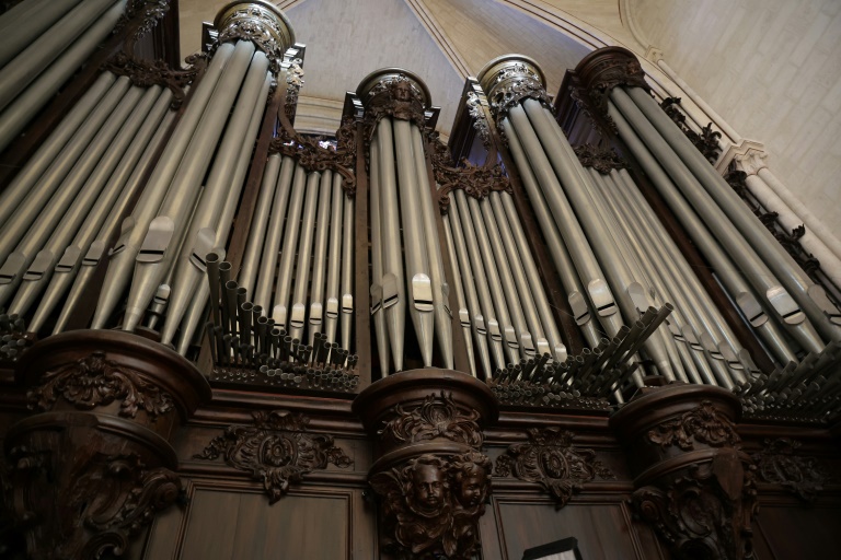 Le grand orgue de la cathédrale Notre-Dame de Paris avant la cérémonie pour sa réouverture officielle, le 7 décembre 2024 à Paris