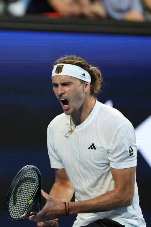 L'Allemand Alexander Zverev célèbre sa victoire en United contre la Chine, le 30 décembre 2024 à Perth