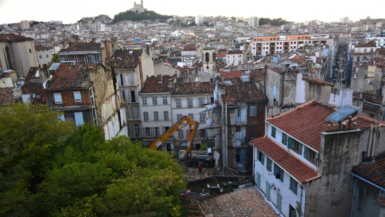 Les décombres des deux immeubles effondrés rue d'Aubagne à Marseille, le 6 novembre 2018