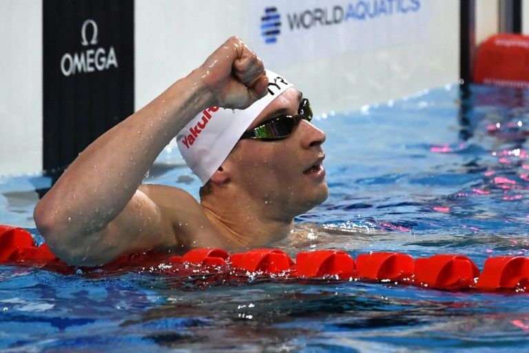 Maxime Grousset aux Mondiaux de natation en petit bassin à Budapest, le 13 décembre 2024