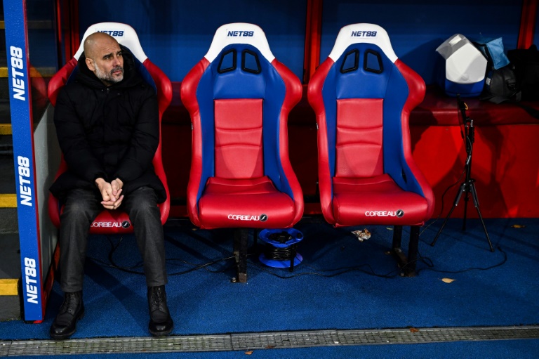 L'entraîneur de Manchester City Pep Guardiola avant un match contre Crystal Palace, le 7 décembre 2024 à Selhurst Park