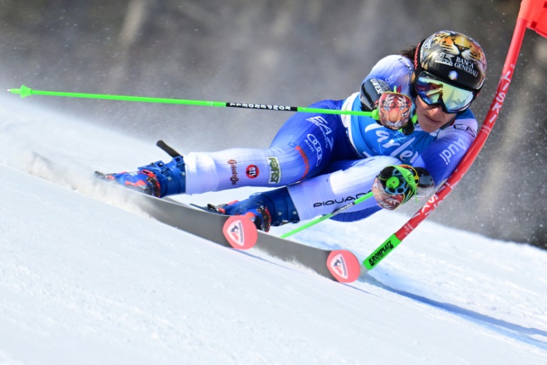 L'Italienne Federica Brignone durant la première manche du slalom géant de Kronplatz le 21 janvier 2025