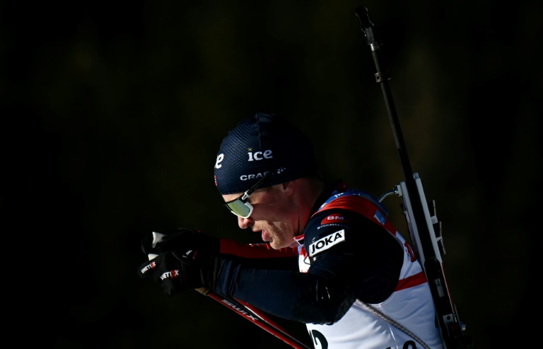 Le Norvégien Tarjei Boe durant le sprint d'Anterselva qu'il a remporté le 24 janvier 2025