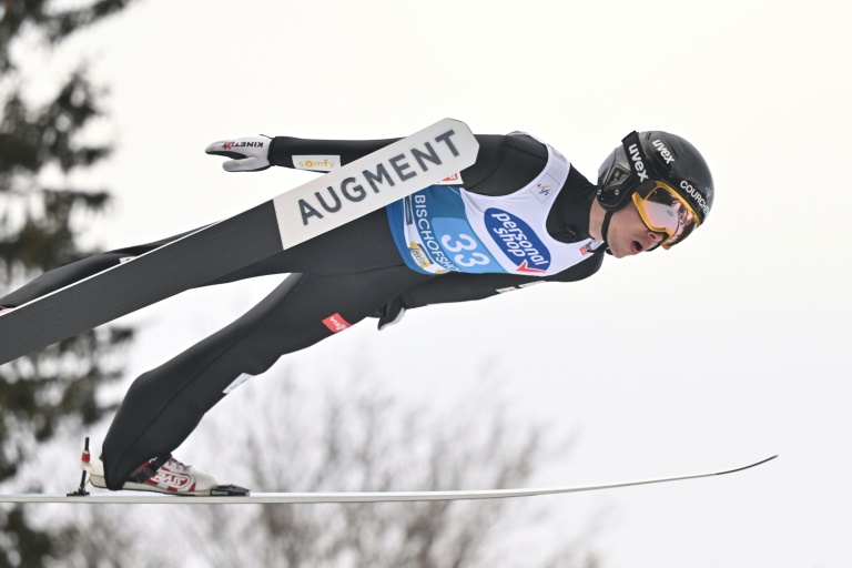 Le Français Valentin Foubert lors de la première manche du concours de Bischofshofen, comptant pour la Tournée des quatre tremplins, le 6 janvier 2025