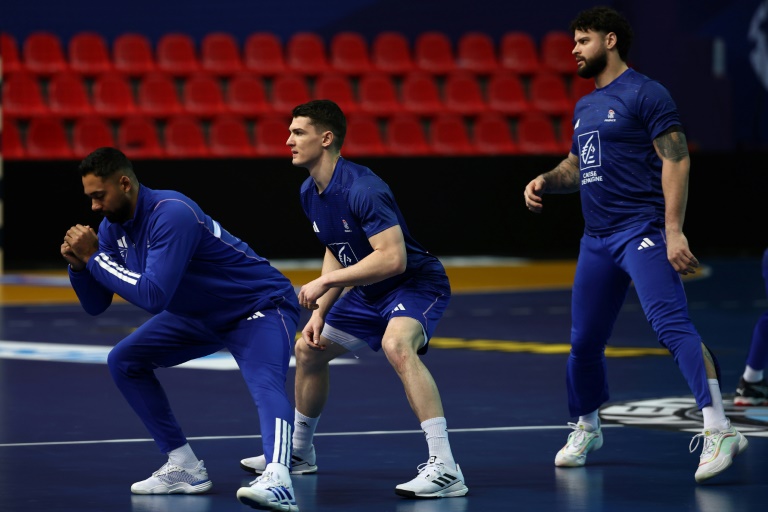 Les Bleus à l'entraînement à Porec, le 15 janvier 2025, à la veille du match contre le Koweït