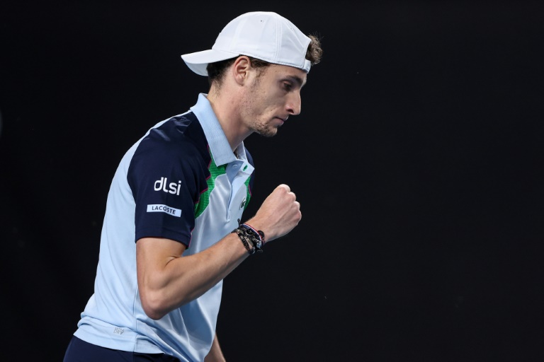 Ugo Humbert pendant son match du deuxième tour de l'Open d'Australie contre Hady Habib mercredi à Melbourne.