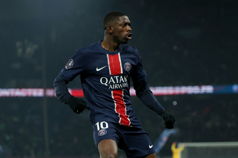 L'attaquant du Paris SG Ousmane Dembélé auteur d'un doublé lors de la victoire face à Saint-Etienne (2-1), le 12 janvier 2025 au Parc des Princes